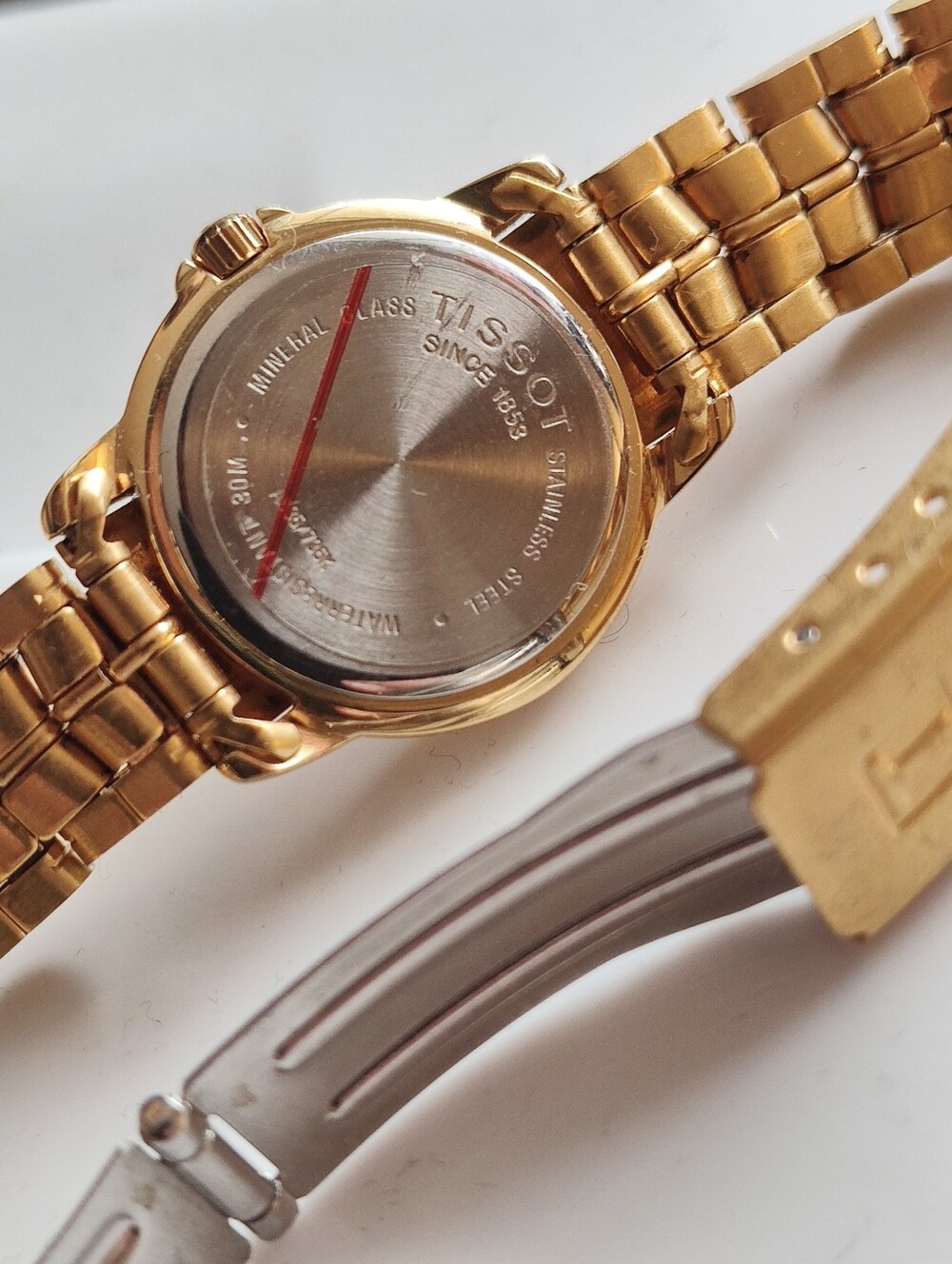 Tissot Gold-Tone Ladies Bracelet Watch with Crystal Markers - Picture 9 of 9